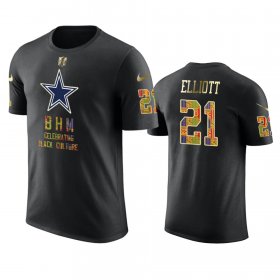 Wholesale Cheap Cowboys #21 Ezekiel Elliott Black Men\'s Black History Month T-Shirt