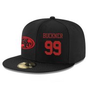 Cheap San Francisco 49ers #99 DeForest Buckner Snapback Cap NFL Player Black with Red Number Stitched Hat