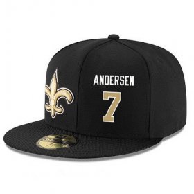 Cheap New Orleans Saints #7 Morten Andersen Snapback Cap NFL Player Black with Gold Number Stitched Hat