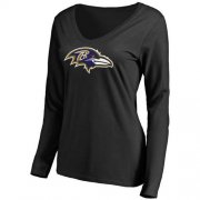 Wholesale Cheap Women's Baltimore Ravens Pro Line Primary Team Logo Slim Fit Long Sleeve T-Shirt Black