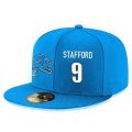 Cheap Detroit Lions #9 Matthew Stafford Snapback Cap NFL Player Light Blue with White Number Stitched Hat