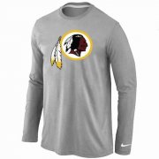 Wholesale Cheap Nike Washington Redskins Logo Long Sleeve T-Shirt Grey