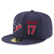 Cheap Houston Texans #17 Brock Osweiler Snapback Cap NFL Player Navy Blue with Red Number Stitched Hat