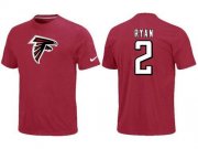 Wholesale Cheap Nike Atlanta Falcons #2 Matt Ryan Name & Number NFL T-Shirt Red