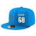 Cheap Detroit Lions #68 Taylor Decker Snapback Cap NFL Player Light Blue with White Number Stitched Hat