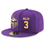 Cheap Minnesota Vikings #3 Blair Walsh Snapback Cap NFL Player Purple with Gold Number Stitched Hat