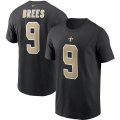 Wholesale Cheap New Orleans Saints #9 Drew Brees Nike Team Player Name & Number T-Shirt Black