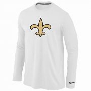 Wholesale Cheap Nike New Orleans Saints Logo Long Sleeve T-Shirt White