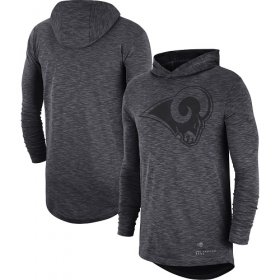 Wholesale Cheap Men\'s Los Angeles Rams Nike Heathered Charcoal Fan Gear Tonal Slub Hooded Long Sleeve T-Shirt