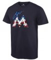 Wholesale Cheap Men's Miami Marlins USA Flag Fashion T-Shirt Navy Blue