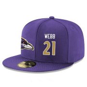 Cheap Baltimore Ravens #21 Lardarius Webb Snapback Cap NFL Player Purple with Gold Number Stitched Hat