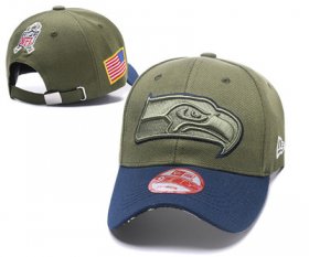 Cheap NFL Seahawks Team Logo Olive Peaked Adjustable Hat Q56