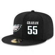 Cheap Philadelphia Eagles #55 Brandon Graham Snapback Cap NFL Player Black with White Number Stitched Hat