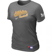 Wholesale Cheap Women's Oakland Athletics Nike Short Sleeve Practice MLB T-Shirt Crow Grey