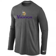 Wholesale Cheap Nike Minnesota Vikings Authentic Logo Long Sleeve T-Shirt Dark Grey