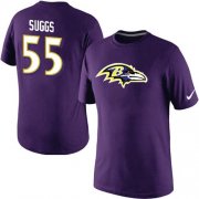 Wholesale Cheap Nike Baltimore Ravens #55 Terrell Suggs Name & Number NFL T-Shirt Purple