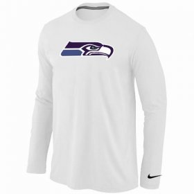 Wholesale Cheap Nike Seattle Seahawks Logo Long Sleeve T-Shirt White