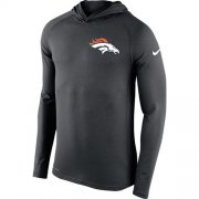 Wholesale Cheap Men's Denver Broncos Nike Charcoal Stadium Touch Hooded Performance Long Sleeve T-Shirt