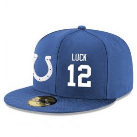 Cheap Indianapolis Colts #12 Andrew Luck Snapback Cap NFL Player Royal Blue with White Number Stitched Hat