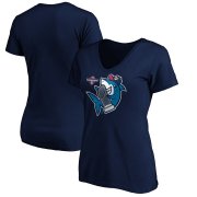 Wholesale Cheap Washington Nationals Majestic Women's 2019 World Series Champions Trophy Shark Short Sleeve V-Neck T-Shirt Navy