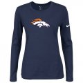 Wholesale Cheap Women's Nike Denver Broncos Of The City Long Sleeve Tri-Blend NFL T-Shirt Dark Blue