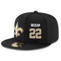 Cheap New Orleans Saints #22 Mark Ingram Snapback Cap NFL Player Black with Gold Number Stitched Hat