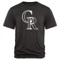 Wholesale Cheap Colorado Rockies Fanatics Apparel Platinum Collection Tri-Blend T-Shirt Black