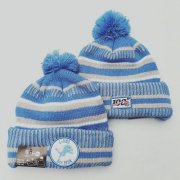 Cheap Lions Team Logo Light Blue 100th Season Pom Knit Hat YD