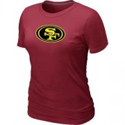 Wholesale Cheap Women's San Francisco 49ers Neon Logo Charcoal T-Shirt Red