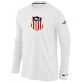 Wholesale Cheap Nike Team USA Hockey Winter Olympics KO Collection Locker Room Long Sleeve T-Shirt White