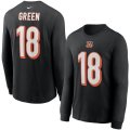 Wholesale Cheap Cincinnati Bengals #18 A.J. Green Nike Player Name & Number Long Sleeve T-Shirt Black