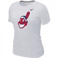 Wholesale Cheap Women's MLB Cleveland Indians Heathered Nike Blended T-Shirt White