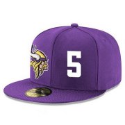 Cheap Minnesota Vikings #5 Teddy Bridgewater Snapback Cap NFL Player Purple with White Number Stitched Hat