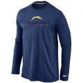 Wholesale Cheap Nike Los Angeles Chargers Authentic Logo Long Sleeve T-Shirt Dark Blue