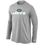 Wholesale Cheap Nike New York Jets Authentic Logo Long Sleeve T-Shirt Grey