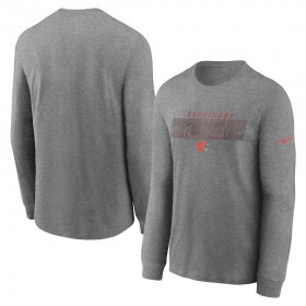 Wholesale Cheap Cleveland Browns Nike Fan Gear Playbook Long Sleeve T-Shirt Heathered Charcoal