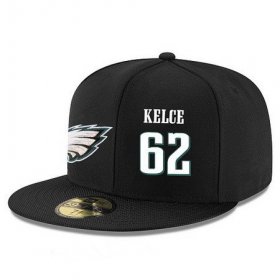 Cheap Philadelphia Eagles #62 Jason Kelce Snapback Cap NFL Player Black with White Number Stitched Hat