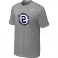 Wholesale Cheap Nike New York Yankees #2 Derek Jeter Official Final Season Commemorative Logo T-Shirt Light Grey