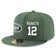 Cheap New York Jets #12 Joe Namath Snapback Cap NFL Player Green with White Number Stitched Hat