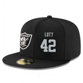 Cheap Oakland Raiders #42 Ronnie Lott Snapback Cap NFL Player Black with Silver Number Stitched Hat