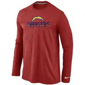 Wholesale Cheap Nike Los Angeles Chargers Authentic Logo Long Sleeve T-Shirt Red