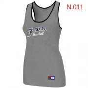 Wholesale Cheap Women's Nike Milwaukee Brewers Tri-Blend Racerback Stretch Tank Top Light Grey