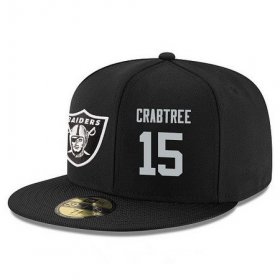 Cheap Oakland Raiders #15 Michael Crabtree Snapback Cap NFL Player Black with Silver Number Stitched Hat