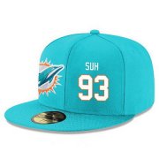 Cheap Miami Dolphins #93 Ndamukong Suh Snapback Cap NFL Player Aqua Green with White Number Stitched Hat