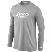 Wholesale Cheap Nike Detroit Lions Authentic Font Long Sleeve T-Shirt Grey