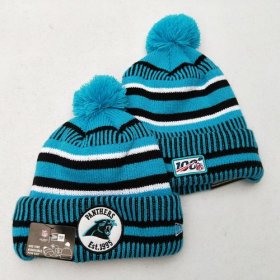 Cheap Panthers Team Logo Blue 100th Season Pom Knit Hat YD