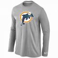 Wholesale Cheap Nike Miami Dolphins Logo Long Sleeve T-Shirt Grey