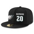 Cheap Philadelphia Eagles #20 Brian Dawkins Snapback Cap NFL Player Black with White Number Stitched Hat