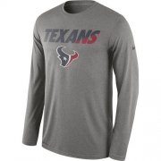 Wholesale Cheap Men's Houston Texans Nike Heather Gray Legend Staff Practice Long Sleeves Performance T-Shirt