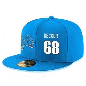 Cheap Detroit Lions #68 Taylor Decker Snapback Cap NFL Player Light Blue with White Number Stitched Hat